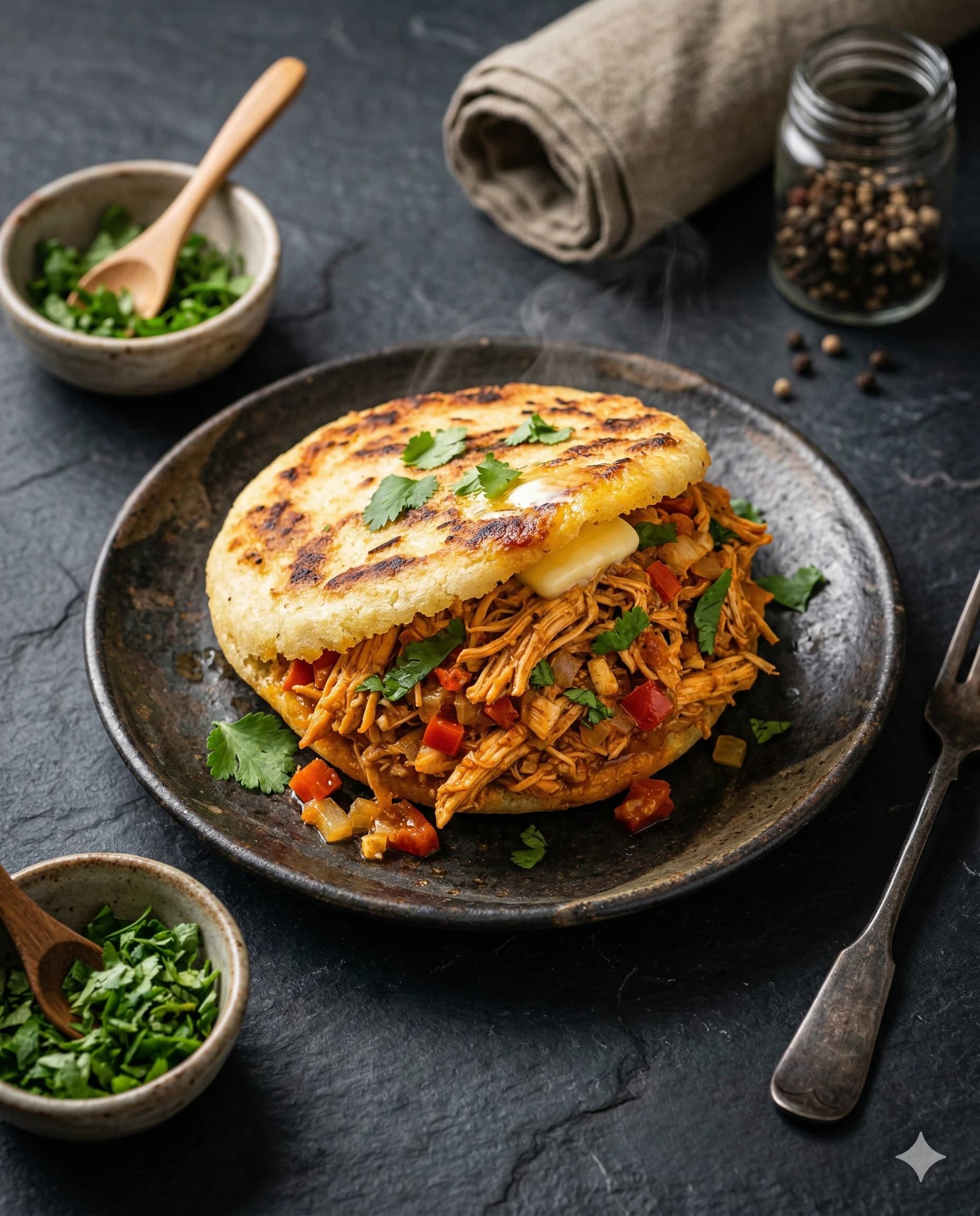 Shredded Chicken Arepas