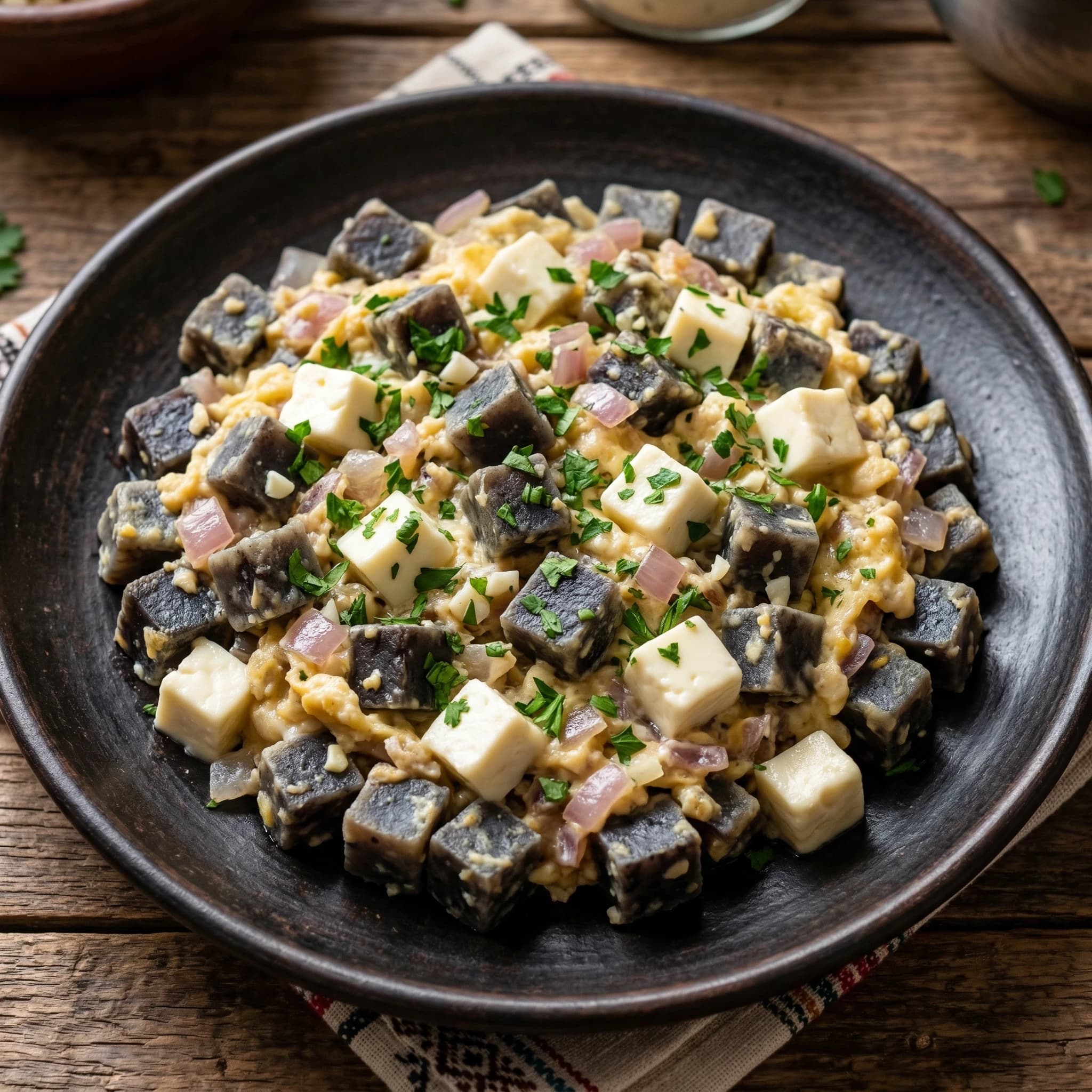 Scrambled Chuño with Egg and Cheese