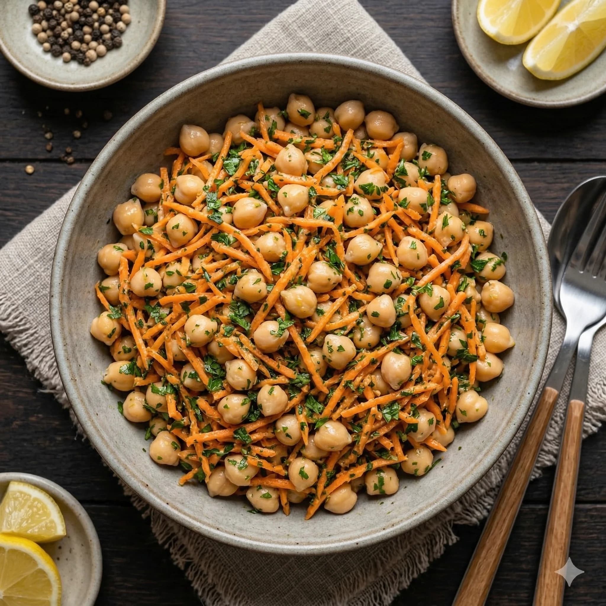 Ensalada De Garbanzos, Zanahoria Y Perejil