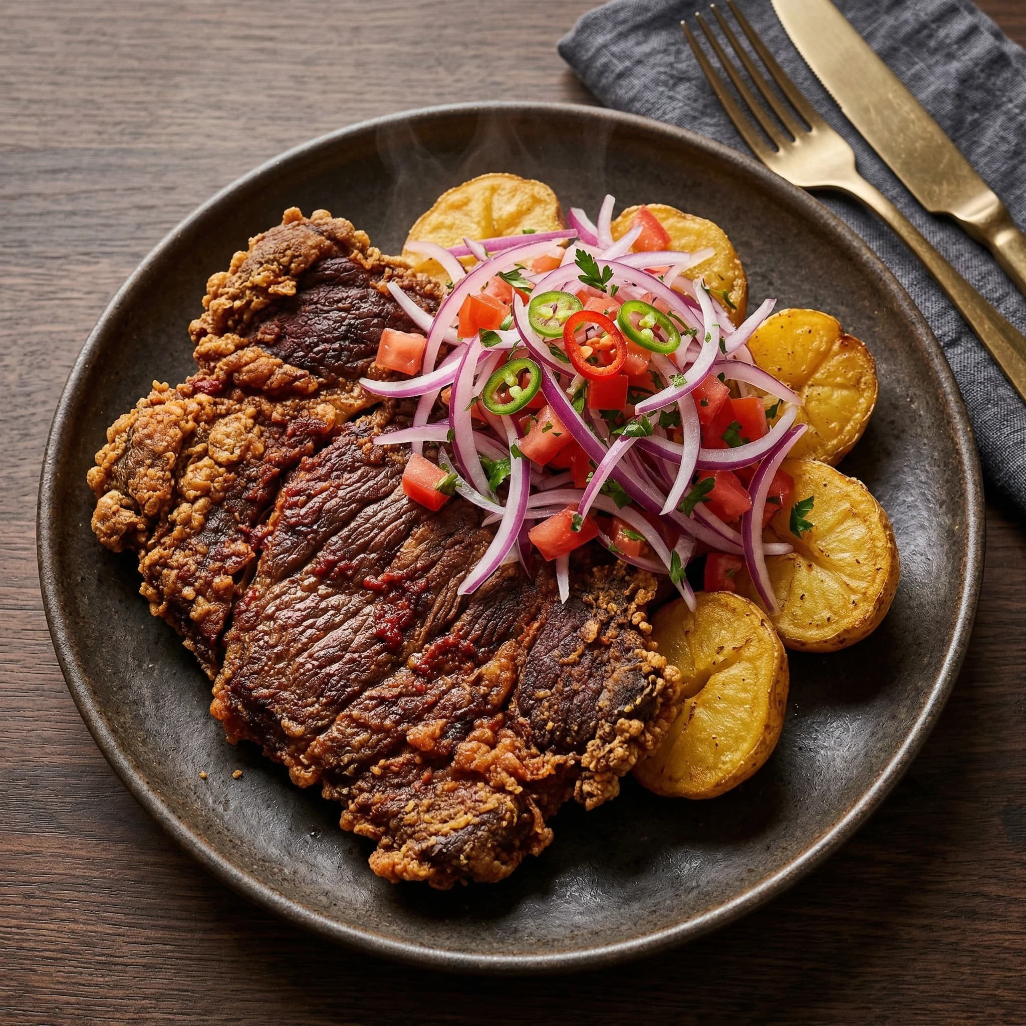 Crispy Peruvian Beef Flank