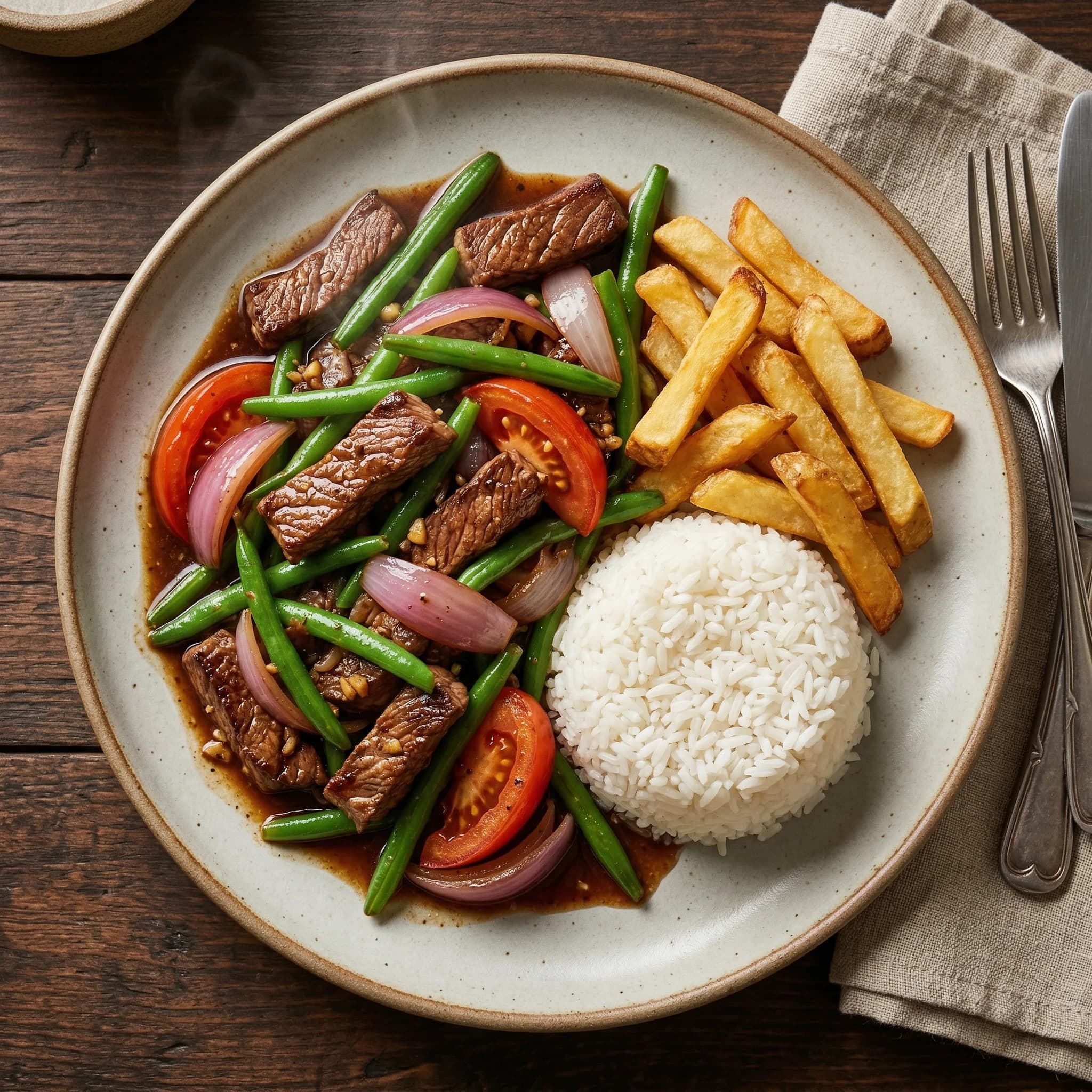 Saltado de Vainitas con Carne