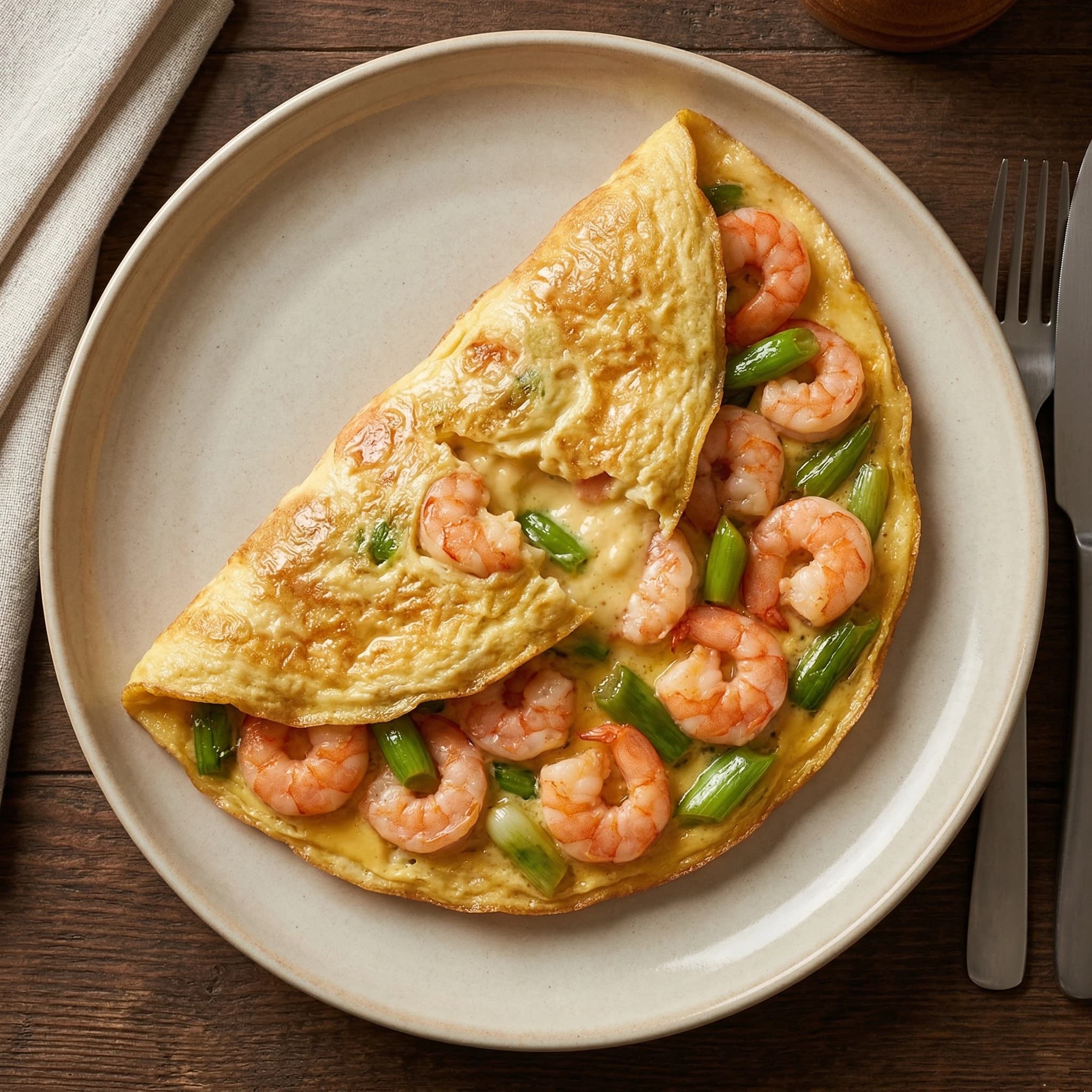 Shrimp And Baby Garlic Omelet