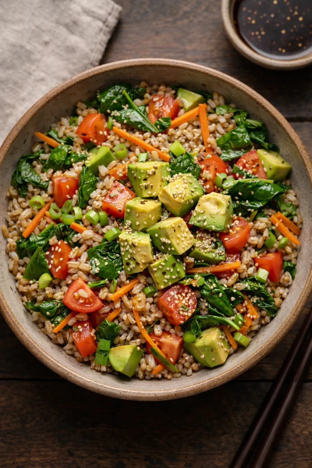 Brown Rice Salad With Asian Dressing