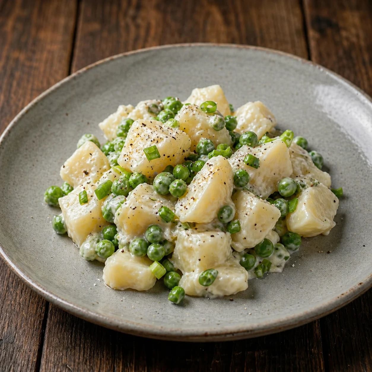Ensalada De Papas Con Mayonesa, Arvejitas Y Cebolla China