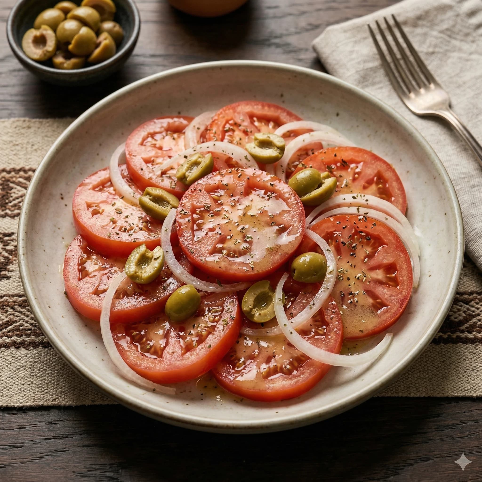 Tomato, Onion, and Olive Salad