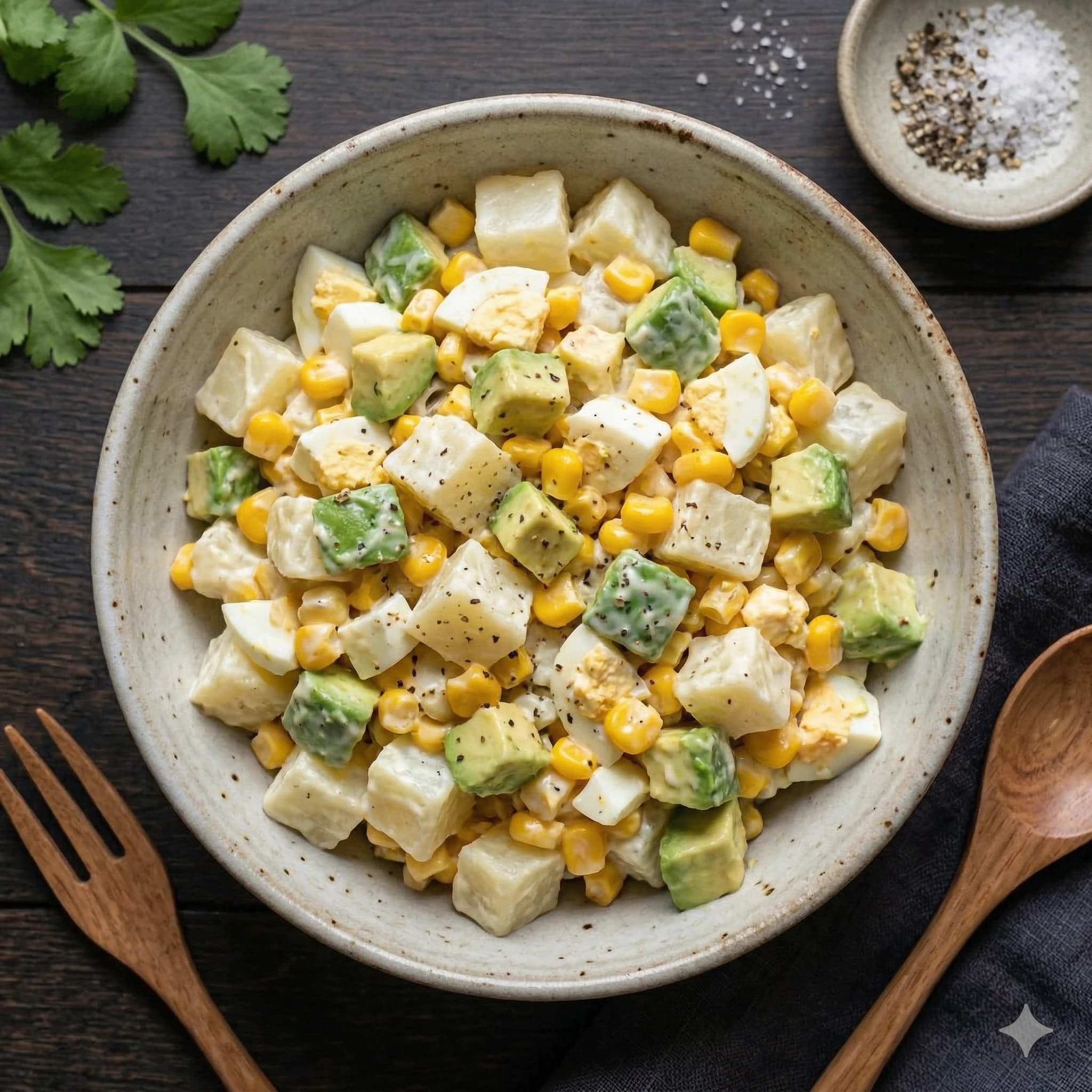 Ensalada De Papa Huevo Choclo Y Palta Con Mayonesa