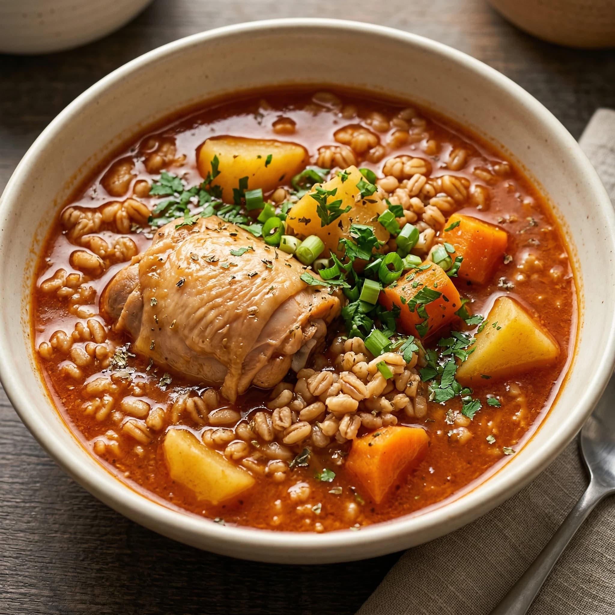 Ancash-Style Hen and Wheat Soup